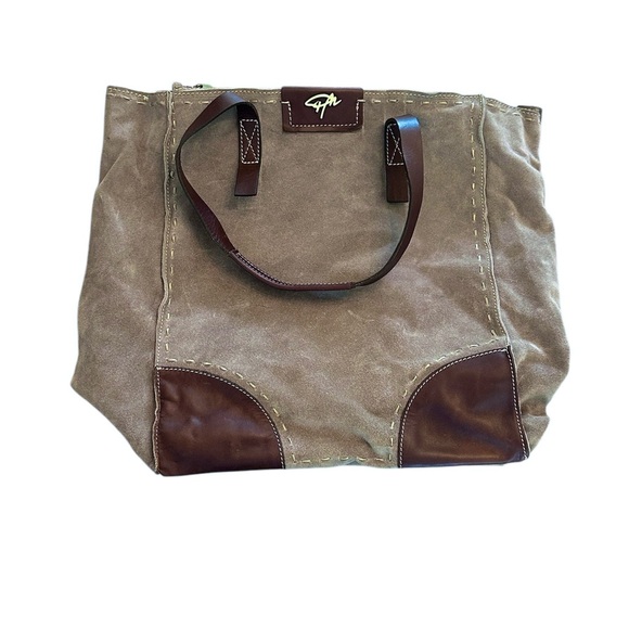 PEDRO MIRALLES Suede Hobo Shoulder Bag Intricate Stitch Detailing Taupe-Gray - Picture 4 of 11